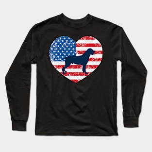 American Flag Heart Love Rottweiler Usa Patriotic 4Th Of July Long Sleeve T-Shirt